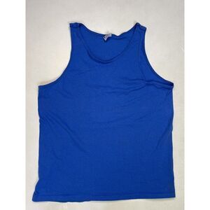 VINTAGE Hanes Blank Tank Top T-shirt Men XL Blue USA 80s 90s Single Stitch